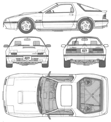 RX-7 Skematics Rx7 Drawing, Mazda Rx7 Drawing Easy, Initial D Rx7 Fd Wallpaper, Mazda Rx7 Drawing, Cars Blueprints, Jdm Blueprint, Mazda Rx7 Artwork, Mazda Rx7 Blueprint, Vehicle Blueprint