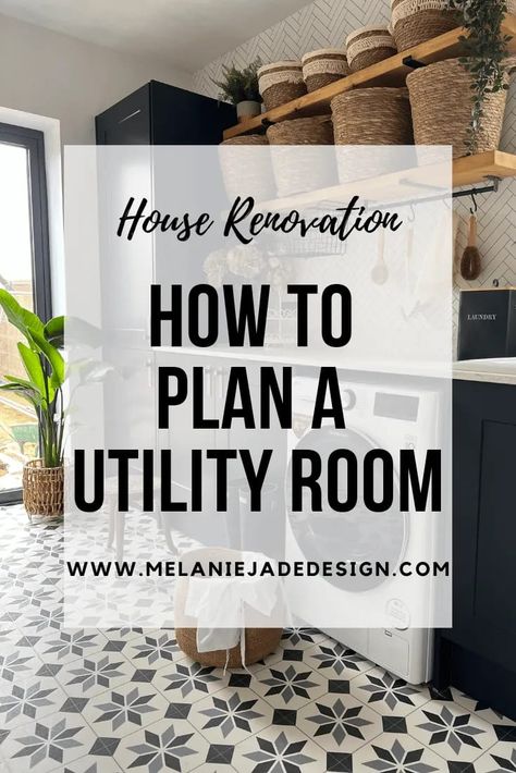 One of the most requested rooms when people are searching for a new house is space for a utility or laundry room! Here are some ideas on how to make the most of this small but important room and how to fit in lots of storage space. #melaniejadedesign #utilityroom #laundryroom #bootroom #homedecorideas Small Utility Mud Room Ideas, Small Utilities Room Ideas, Cool Utility Room Ideas, Utility Room Ideas With Fridge Freezer, Utility Room Storage Ideas Ikea Hacks, Utility Room Boot Room Ideas, Huge Utility Room, Utility Room Layout Design, Utility Hallway Ideas