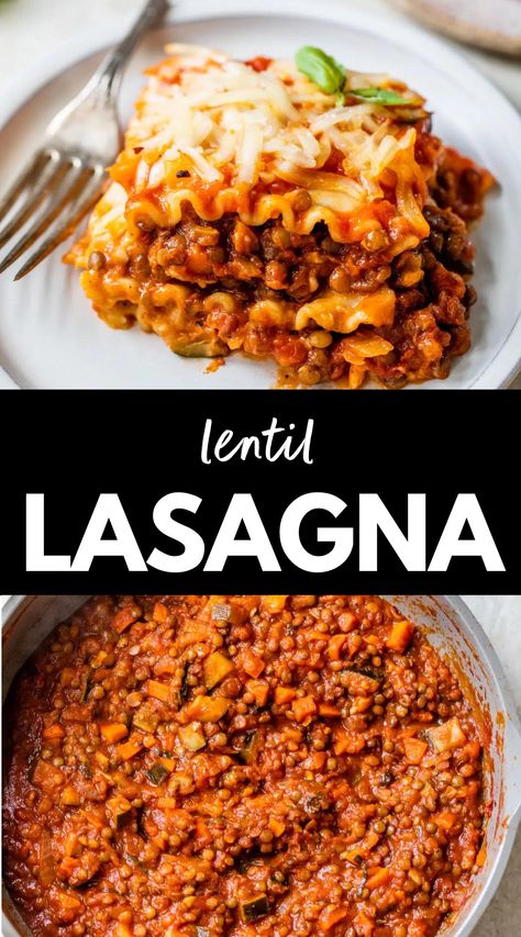 Easy vegan Lentil Lasagna uses french lentils instead of meat, making it a hearty plant-based option. In addition, it's filled with veggies, tomato sauce, a vegan "cheese" sauce and topped with dairy-free cheese, making it a go-to comfort food meal. Meat Free Lasagna Recipe, Cheese Free Lasagna, Tomato Free Lasagna, Healthy Lasagne Recipes, Lentil Recipes With Meat, Vegan Lentil Lasagna, Easy Veggie Lasagna, Lentil Lasagna, Lasagna Vegan