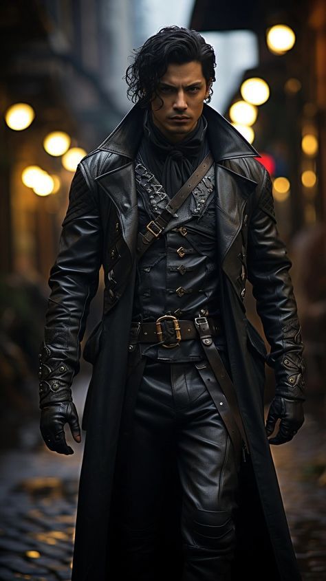 Fantasy Steampunk Outfit Male, Male Wizard Outfit, Male Rogue Outfit, Villian Outfit Male, Metalcore Fashion, Steampunk Outfits Male, Vampire Hunter Aesthetic, Fantasy Fashion Male, Steampunk Wizard