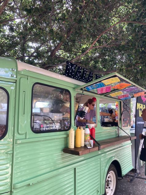 Mexican Food Truck Aesthetic, Beachy Food Truck, Taco Truck Aesthetic, Soup Truck, Food Truck Aesthetic, Journal Moodboard, She Gets The Girl, Mexican Food Truck, Ashley Poston