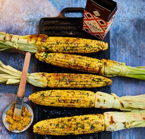 Bbq Sweetcorn, Seabass Recipe, Healthy Bbq Recipes, Baked Sea Bass, Healthy Bbq, Bbq Side Dish, Sea Bass Recipes, Smoked Salt, Tenderstem Broccoli