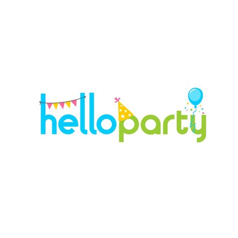 Party Rental Logo, Happy Logo Design, Party Logo Design, Sk Logo, Latin Party, Logo Design For Business, Hello Party, Balloon Logo, Birthday Logo