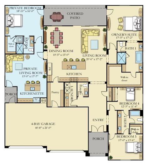 Floor Plans With In Law Suite, Next Gen House Plans, Double Master Suite House Plans, Generational Homes, Next Gen Homes, New Home Plans, Multigenerational House Plans, Multigenerational House, Inlaw Suite