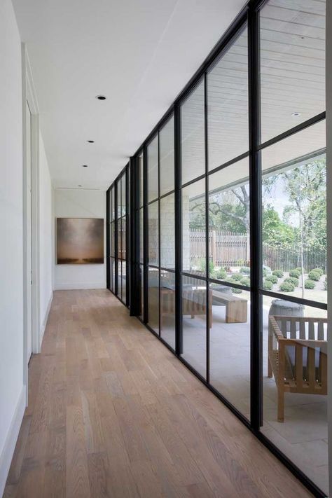 Semarang, Dröm Hus Planer, Casa Country, Glass Walls, Patio Interior, Hus Inspiration, Courtyard House, House Goals, Wood Flooring