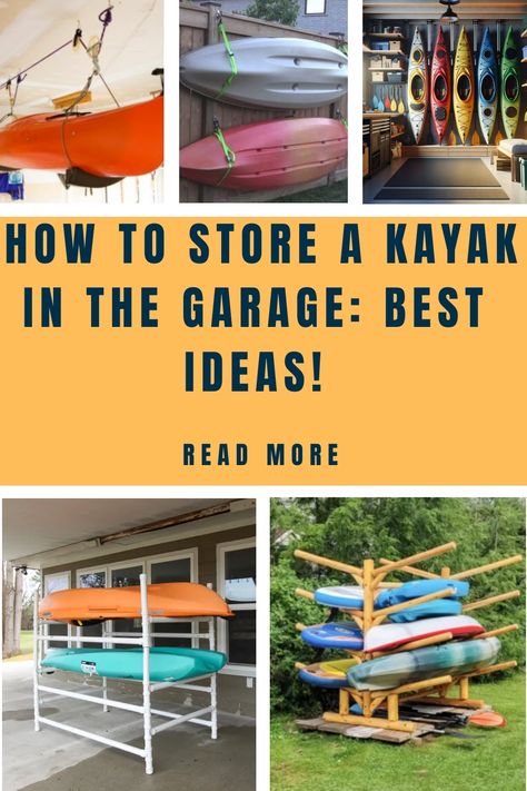 Discover effective tips for storing your kayak in the garage to ensure its safety and optimal condition. Enhance your kayaking experience by learning how to store it the right way, making it easily accessible year-round. Whether you're a casual weekend paddler or a seasoned enthusiast, these best practices will help you make the most out of your storage space while protecting your valuable gear. Stay organized and ready for your next adventure with these insightful storage solutions! How To Store Kayaks In Garage, Kayak Garage Storage Ideas, Kayak And Paddle Board Storage, Sup Storage Ideas, Hanging Kayaks In Garage, Life Jacket Storage Ideas, Kayak Garage Storage, Kayak Storage Ideas, Life Jacket Storage