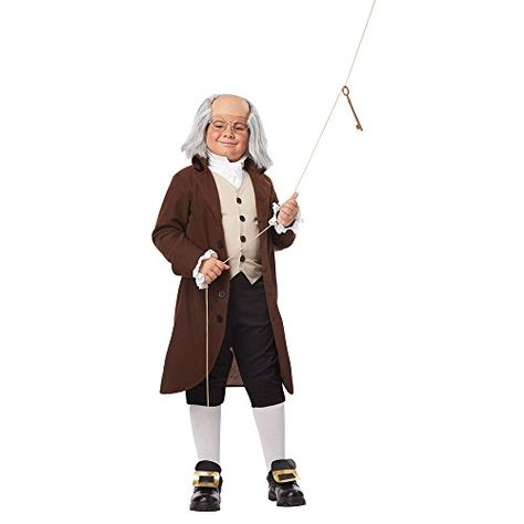 Benjamin Franklin Child Costume #BenFranklin #patriotic #patriot #costumes Ben Franklin Costume, Benjamin Franklin Costume, Famous Inventors, Famous Historical Figures, California Costumes, Harry Potter Scarf, Dinosaur Costume, Ben Franklin, Costume Store