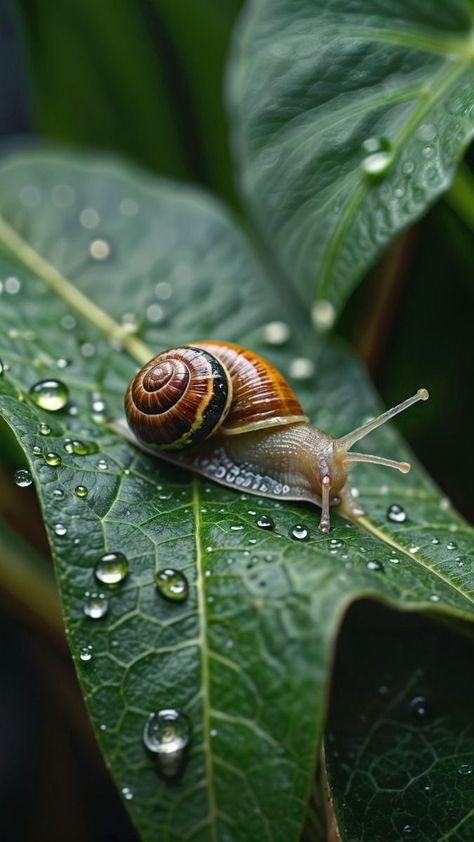 Snail Reference, Snail On Leaf, Snail Aesthetic, Snail Wallpaper, Foto Niki, Snail Photography, Leaf Pic, Snail Photo, Insect Wallpaper