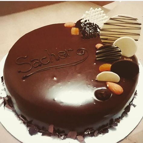 Sacher Torte. Sachertorte Recipe, Sacher Cake, Sacher Torte Recipe, Sweet Table, Birthday Cake, Plating, Cake, Birthday, Quick Saves