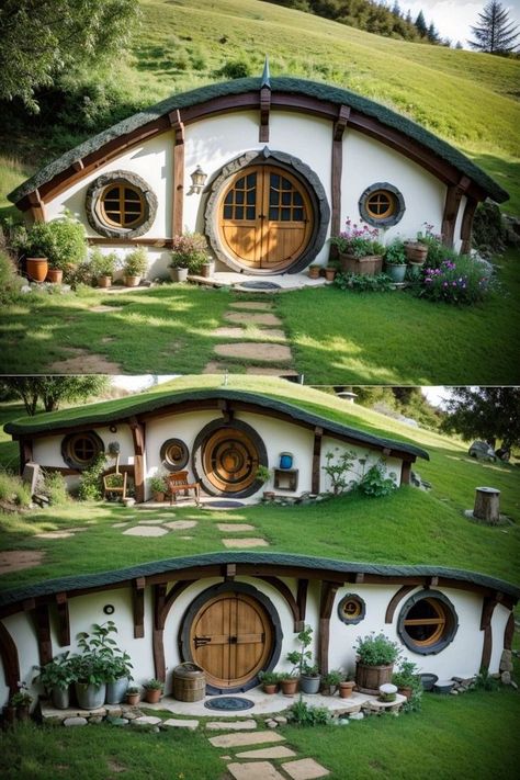 Small Hobbit House, Hobbit House Plans, Casa Do Hobbit, Casa Dos Hobbits, Cob House Plans, Hobbit Homes, Cottage Tiny House, Casa Hobbit, Earth Bag Homes