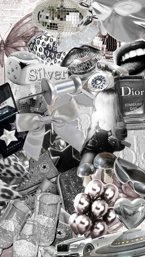 #silver #aesthetic #star #disco #fyp #wallpaper #poster #art #collage #collageart Silver Star Wallpaper, Black And White Collage Wallpaper, Silver Wallpaper Aesthetic, Silver Aesthetic Wallpaper, Disco Wallpaper, Disco Aesthetic, Aesthetic Star, Silver Aesthetic, Cute Images For Wallpaper