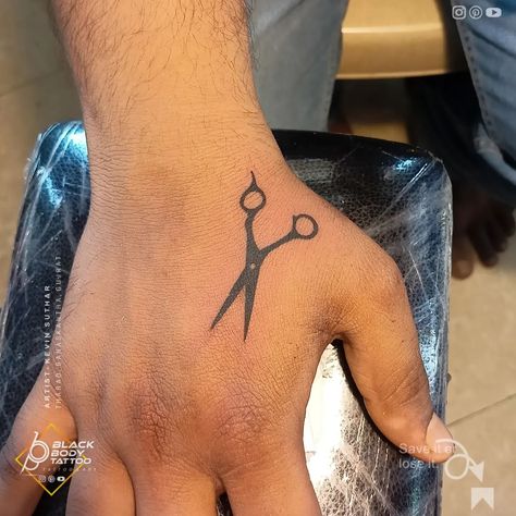 Scissor Tattoo ❤️ . . #scissortattoo #scissors #scissortattoos #scissortattoo✂️ #saloon #salloon #hairstylist #tattoo Hairstylist Hand Tattoos, Barber Scissors Tattoo, Hair Shears Tattoo, Scissor Tattoo, Cosmetology Tattoos, Universe Tattoos, Shears Tattoo, Hairdresser Tattoos, Hairstylist Tattoos