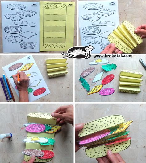 krokotak | SANDWICH ACTIVITY Hamburger Craft, Make A Sandwich, Kraf Kertas, Cadeau Parents, Seni Dan Kraf, Hand Crafts For Kids, Preschool Art Activities, Preschool Activity, Art N Craft