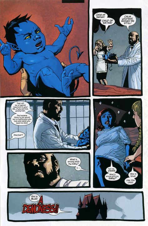 Nightcrawler is Mystique's son... Nightcrawler And Mystique, Nightcrawler Art, Nightcrawler Xmen, Marvel Stories, Mystique Marvel, Blue Elf, Kurt Wagner, Baby Avengers, Art Writing