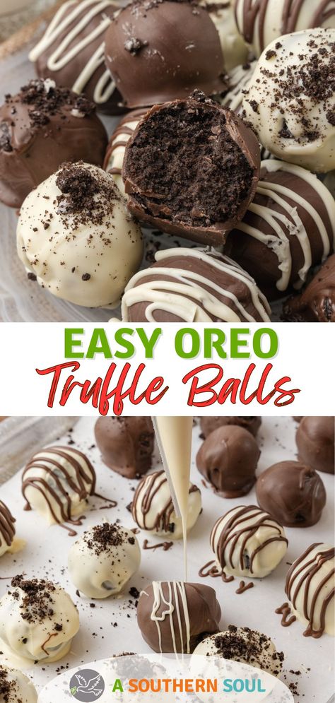 Oreo Truffle Balls, Truffle Balls, Oreo Truffle, Cookie Truffles, Oreo Truffles Recipe, Christmas Cookie Recipes Holiday, Dessert Bites, Oreo Truffles, Decadent Cakes