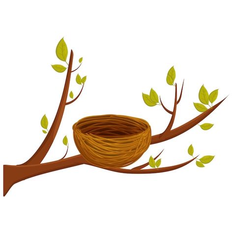 Tree Branch With Leaves, Nest Images, Nest Logo, Mother's Day Banner, Branch With Leaves, Singing Birds, House Cartoon, Theme Nature, Cartoon Birds