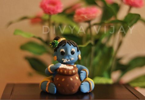 My Little Krishna :) | Creative Amalgam Clay Krishna, Cartoons Krishna, Krishna Birthday, Clay Ganesha, Clay Models, Krishna Idol, Sculpting Ideas, Pooja Decor, Modelling Clay