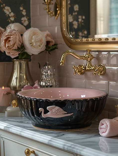 Coquette Bathroom Ideas to Indulge in a Parisian Chic Relax Time (from Simple to Luxury) - The Mood Guide Coquette Bathroom, Parisian Bathroom, Provence House, Romantic Bathrooms, Girly Bathroom, Luxurious Interior, Chic Bathrooms, Bathroom Inspiration Decor, Princess Aesthetic