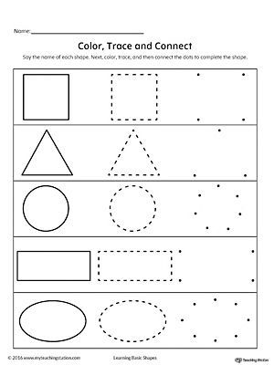 **FREE** Learning Basic Shapes: Color, Trace, and Connect Worksheet.Learn basic shapes by coloring, tracing, and finally connecting the dots to draw the shape with this printable worksheet. Complete The Picture, Shape Worksheets For Preschool, Shapes Worksheet Kindergarten, Shape Tracing Worksheets, Shapes Kindergarten, Connecting The Dots, Printable Shapes, Preschool Tracing, Tracing Worksheets Preschool