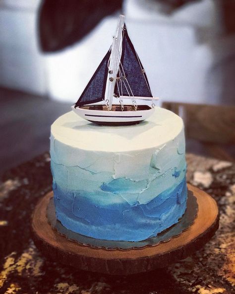 Ocean Theme Cake For Men, Sailing Birthday Cake, Sailboat Cake Ideas, Sailor Birthday Cake, Speed Boat Cake, Sailboat Birthday Cake, Simple Ocean Theme Cake, Boat Cake Ideas, Boat Cakes For Men