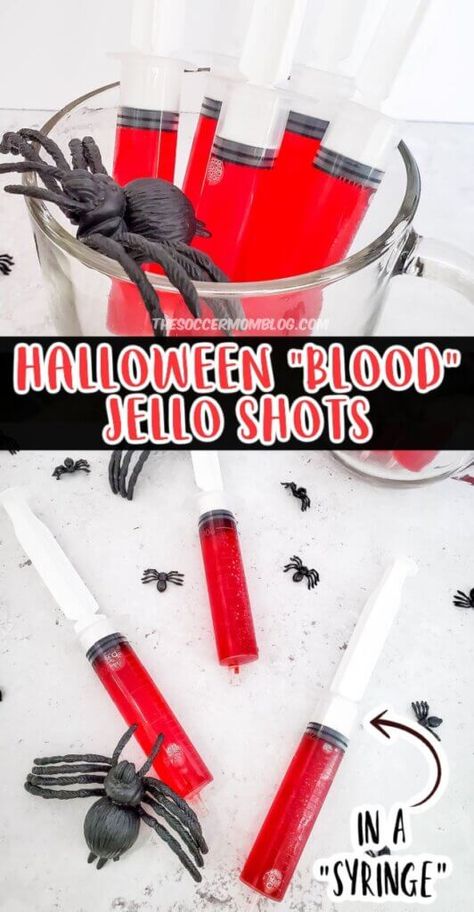 Essen, Poison Apple Jello Shots, Jello Shot Syringes Recipe, Syringe Jello Shots, Cherry Jello Shots, Halloween Alcohol, Halloween Jello Shots, Halloween Jello, Halloween Shots