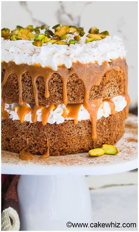 Easy Spice Cake {Chai Tea Cake} - CakeWhiz Chai Spice Cake, Chai Cake, Cake With Buttercream Frosting, Fall Cake Recipes, Spice Cake Recipes, Cake With Buttercream, Thanksgiving Cakes, Chai Tea Latte, Fall And Thanksgiving