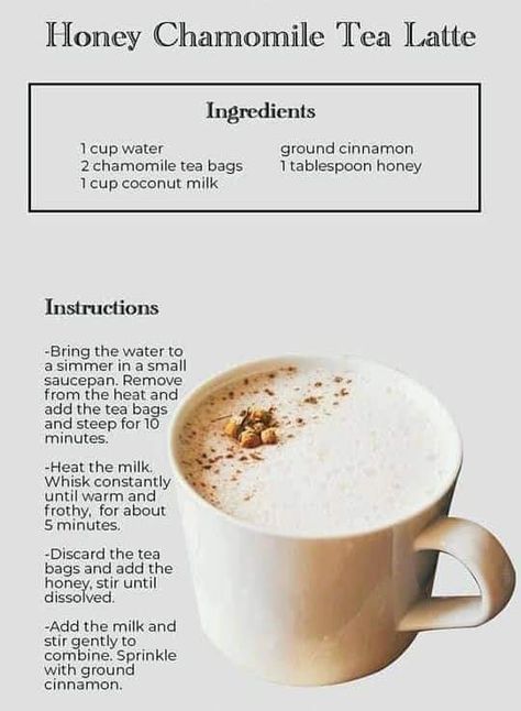 Chamomile Tea Recipe, Coconut Milk Tea, Chai Tea Latte Recipe, Tea Latte Recipe, Milk Tea Recipes, Hot Drinks Recipes, Tea Drink Recipes, Healing Tea, Herbal Teas Recipes