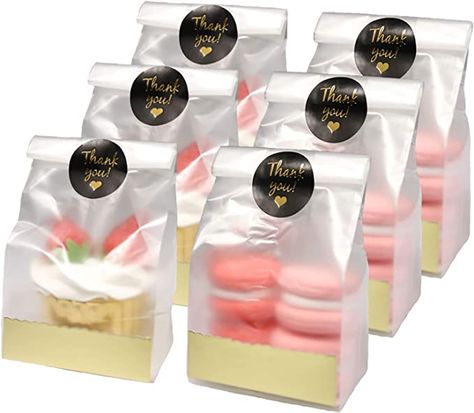 Amazon.com: SAILING-GO 48 pcs./Pack Translucent Plastic Bags for Cookie,Cupcake,Chocolate,Candy,Snack Wrapping Good for Bakery Party with Gold Inserts and Thank You Stickers : Home & Kitchen Graduation Snacks, Farmhouse Bakery, Bakery Party, Graduation Gift Bags, Brownie Packaging, Bake Sale Packaging, Cupcake Chocolate, Snack Wrap, Chocolate Wrapping