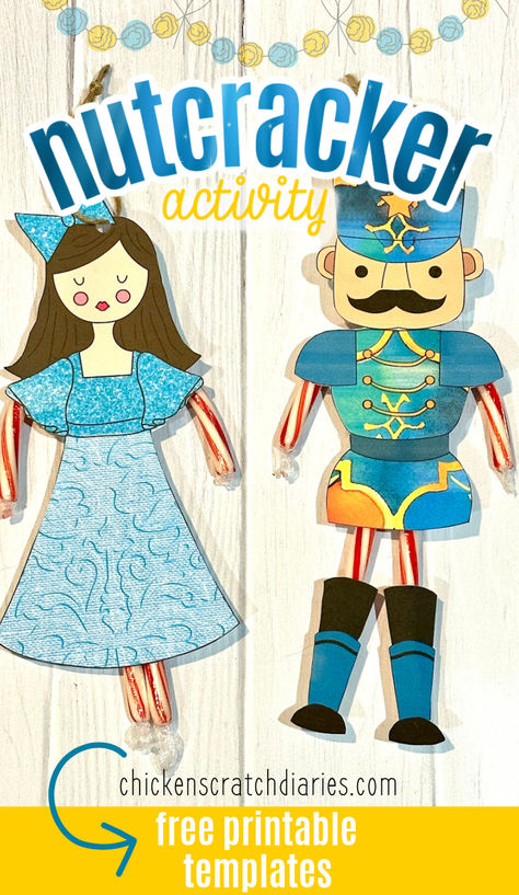 Ballerina and nutcracker craft with text "Nutcracker activity" Preschool Nutcracker Craft, The Nutcracker Activities For Kids, Nutcracker Kids Craft, Nutcracker Activities For Kids, Nutcracker Art Projects For Kids, Nutcracker Crafts For Kids, Simple Nutcracker, Nutcracker Party Ideas, Nutcracker Activities