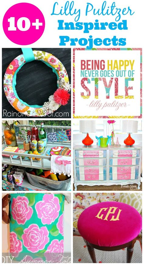 So much color!! Perfect for summer! 10+ Lilly Pulitzer Inspired Projects Lilly Pulitzer Inspired Party, Lilly Pulitzer Crafts, Lilly Pulitzer Diy, Lilly Pulitzer Room, Preppy Crafts, Lilly Pulitzer Prints, Lilly Pulitzer Fabric, Arts And Crafts For Teens, Lilly Pulitzer Inspired