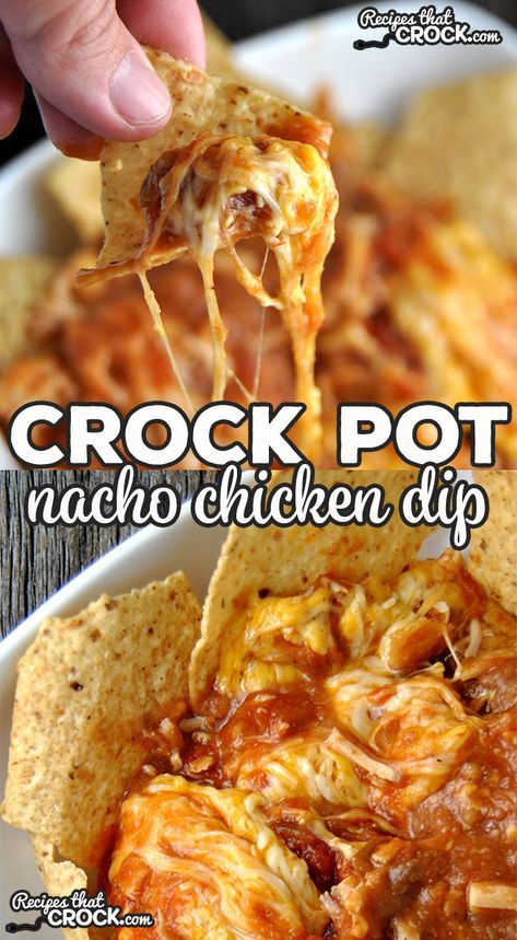 Nacho Chicken Dip, Nacho Chicken, Chicken Dip Recipe, Chicken Dip, Crockpot Dishes, Canned Chicken, Crock Pot Cooking, Appetizer Dips, Crockpot Chicken