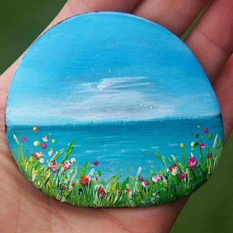 Cold Art, Stone Art Painting, Art Pierre, Painting Ocean, Paint Rocks, Painted Rocks Craft, Painting Ideas Easy, Painted Rocks Diy, Rock Painting Ideas Easy