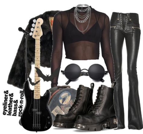 Rocker Female Outfits, Female Rockstar Outfit 80s, Rockstar Outfit For Women Party, Glam Rock 80s Women, Rock And Roll Outfits 80's Women, Punk Glam Outfit, Metal Rock Outfit, Rockstar Outfit Women, Maneskin Outfit Ideas