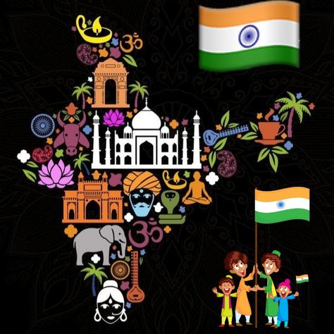 Independence Day Poster Drawing Ideas, India Crafts For Kids Culture, Ek Bharat Shreshtha Bharat Posters, Independence Day India Creative Ideas, Patriotic Drawings India, Indian Heritage Drawing, Cultural Day At School Ideas, Happy Independence Day Messages, Christmas Board Decoration