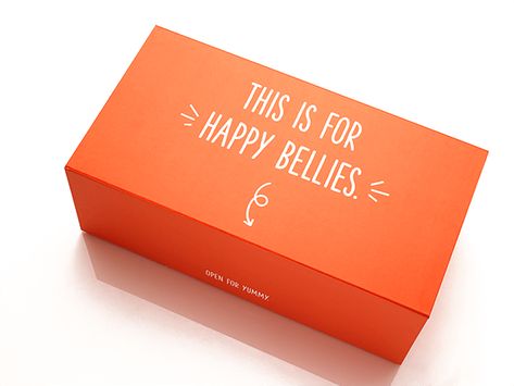 Orange Box Packaging, Orange Packaging Design, Cookie Branding, Food Startup, Kit Packaging, Yogurt Packaging, Influencer Media Kit, Cake Branding, Food Box Packaging