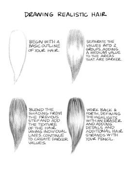 How To Draw Hair Detail, Beginner Realism Drawing, How To Draw Highlights, How To Draw Realistic Hair Step By Step, How To Draw A Realistic Body, How To Draw Hair From The Back, How To Do Realistic Drawings, Still Life Pencil Shading Easy, Anatomy Guide Drawing