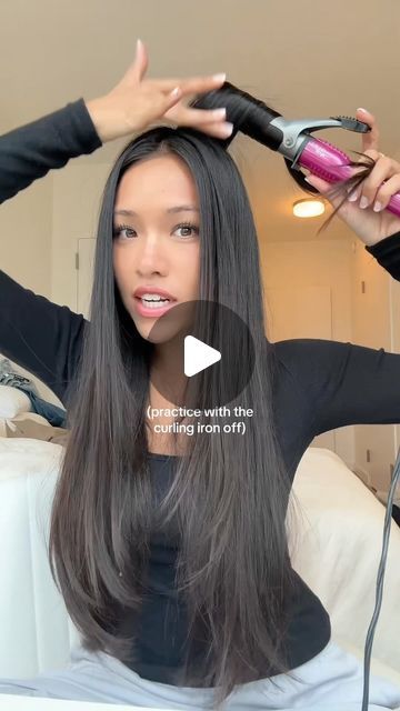 Alysia Loo on Instagram: "Curling iron basics 😽" Curling Long Hair With Wand, Blowout With Curling Iron, How To Use A Curling Iron, How To Curl Your Hair With A Curl Iron, Curl Hair With Flat Iron Long, Curling Hair With Curling Iron, Big Curling Iron, Curling Long Hair, Curling Iron Tutorial