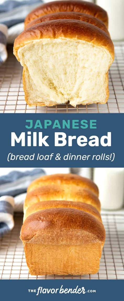 The softest, & milkiest Japanese milk bread, that will make the best sandwiches or dinner rolls! Learn step by step how to make the perfect milk bread loaf. #TheFlavorBender #BreadRecipes #DinnerRolls #Tangzhong #JapaneseMilkBread Milk Loaf Recipe, Best Bread Loaf Recipe, Japanese Loaf Bread, Asian Milk Bread, How To Make Milk Bread, Japanese Bread Recipes, Tangzhong Recipe, Sandwich Bread Recipe No Yeast, Milk Bread Recipes