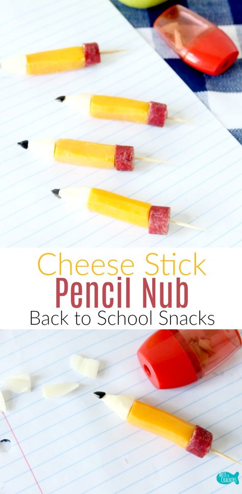 Teacher Themed Snacks, Cute Preschool Snack Ideas, School Bus Snack, Pencil Snacks For Kids, Back To School Party Food, Teacher Snacks, School Party Food, Snacking Ideas, Back To School Snacks