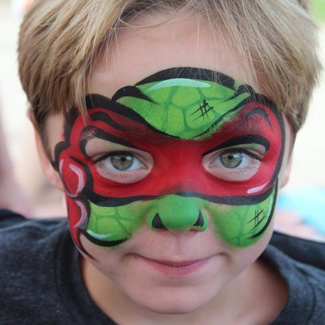 Ninja Turtle Face Paint, Superhero Face Painting, Easy Halloween Face Painting, Mime Face Paint, Face Painting For Boys, Painting Face, Face Painting Easy, Kids Face Paint, Simple Face