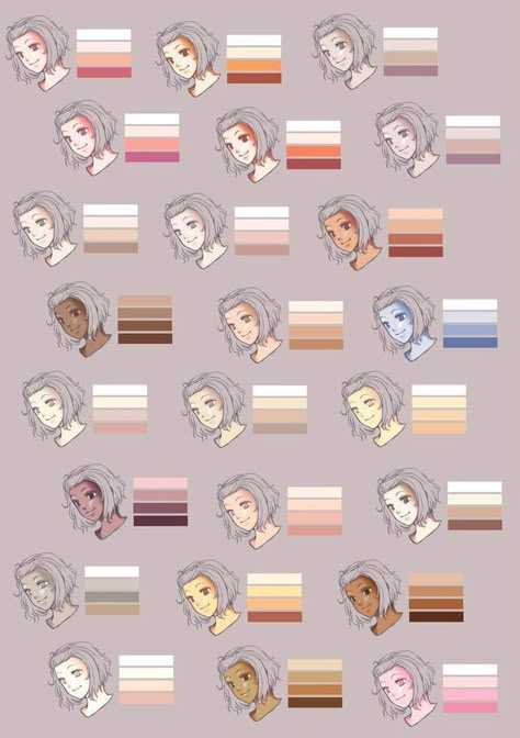 Skin Platte Digital Art, How To Shade Skin Tutorial, How To Color Anime Skin, Albino Skin Color Palette, Kny Color Palette, Anime Character Color Palette, Hair Color Drawing Palette, Body Coloring Tutorial, Color Palette Art Drawing