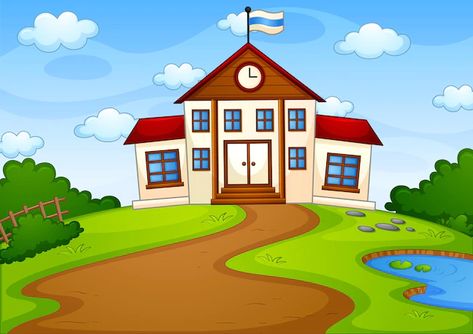 Background School, Classroom Background, Drawing Comics, School Images, School Cartoon, Background Clipart, School Garden, School Education, School Building