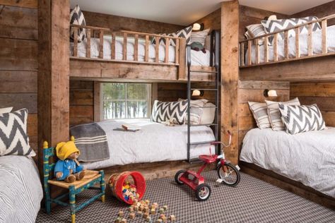 Farmhouse Trends, Shared Kids Room, Bunk Rooms, Rustic Fireplaces, Luxury Duvet Covers, Cottage Ideas, Rustic Cottage, Bunk House, Rustic Living