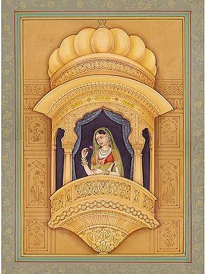 Mughal Miniature Paintings Indian Art, Indian Palace Drawing, Ragini Painting, Mughal Miniature, Mughal Miniature Paintings, Rajasthani Painting, Indian Traditional Paintings, Mughal Art Paintings, Rajasthani Art