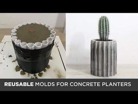 Concrete Planter Molds, Diy Cement Planters, Plastic Bottle Planter, Decoration Beton, Cement Molds, Diy Concrete Planters, Soya Mumu, نباتات منزلية, Diy Planter Box