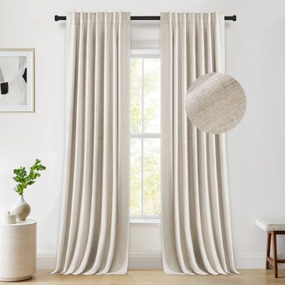 Our blackout curtains are not only functional but they are also designed to look incredible inside your office. Swapping cheap blinds with gorgeous linen-style curtains instantly adds a touch of sophistication to your space, infusing your workplace with elegant textures and colors. Gracie Oaks Size per Panel: 50" W x 72" L, Curtain Color: Cream | Gracie Oaks Graciella Thermal Insulated Faux Linen 100% Blackout Curtains for Bedroom Living Room Back Tab / Rod Pocket Set of 2 72.0 H x 50.0 W in whi Luxury Curtains Living Room, White Curtains Bedroom, Curtain Designs For Bedroom, Pinch Pleat Drape, All White Bedroom, Cheap Blinds, Cream Curtains, Linen Blackout Curtains, Bedroom Drapes