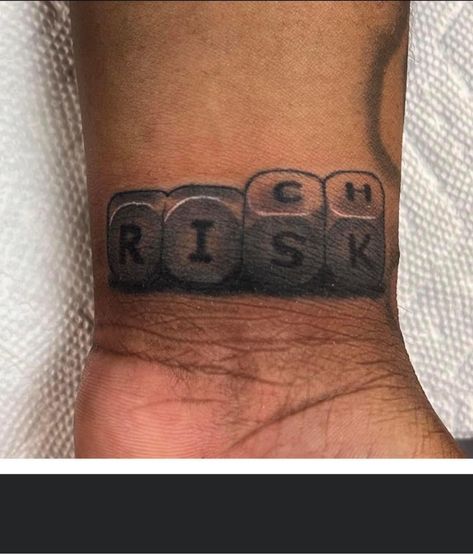 Risk Rich Tattoo For Men, Wrist Tattoo Men Ideas, Street Tatoos Men, Born Cursed Tattoo, Trust None Tattoos Men, Tattoo Wrist Men, Risk Rich Tattoo, Risk Taker Tattoo, Side Forearm Tattoo Men Ideas