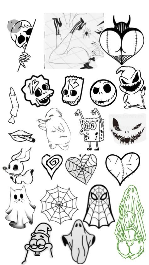 Friday The 13th Tattoo Ideas, 13th Tattoo Ideas, Halloween Flash Sheet, Nightmare Before Christmas Tattoos, Drawings Tattoo Ideas, Body Doodles, Christmas Tattoos, Printable Nail Art, Tatts Ideas