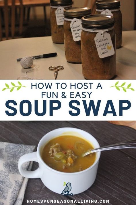 Meal Swap Party, Soup Exchange Party Ideas, Soup Swap Party Ideas, Soup Exchange Party, Soup Swap Party, Soup Bowl Gift Ideas, Soup Party Ideas, Meals For Friends, Soup Swap