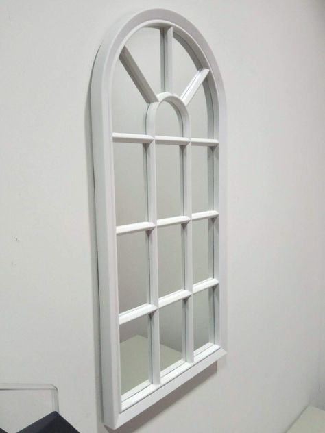 Window Arch Mirrors, Arch Window Mirrors, White Cathedral Mirror, Arched Window Mirror White, Country White Wooden Wall Mirror, Mirror Hallway, Arched Window Mirror, White Mirror Frame, Home Panel